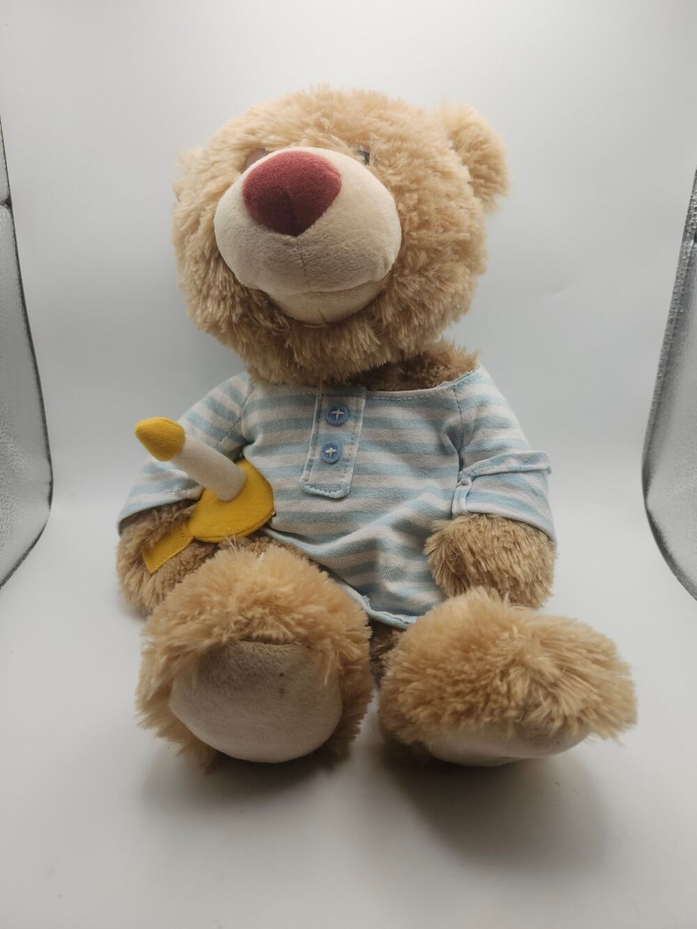 GUND Bedtime Bear Plush 2012 Pajamas Nightcap Blue Striped Lullaby Non-Working
